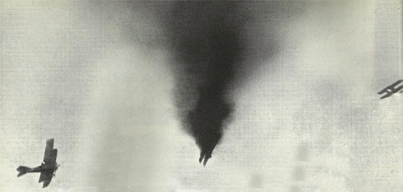 Diary October 15, 1916 4 burning planes goes down