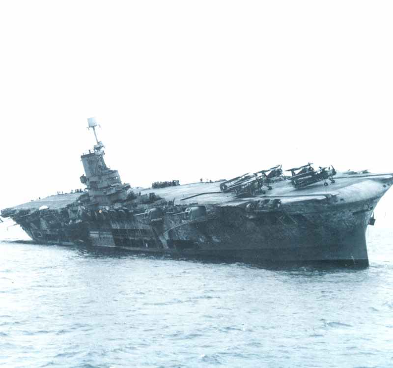 HMS Ark Royal after hit by U81