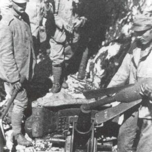 Loading an Italian 58mm trench mortar