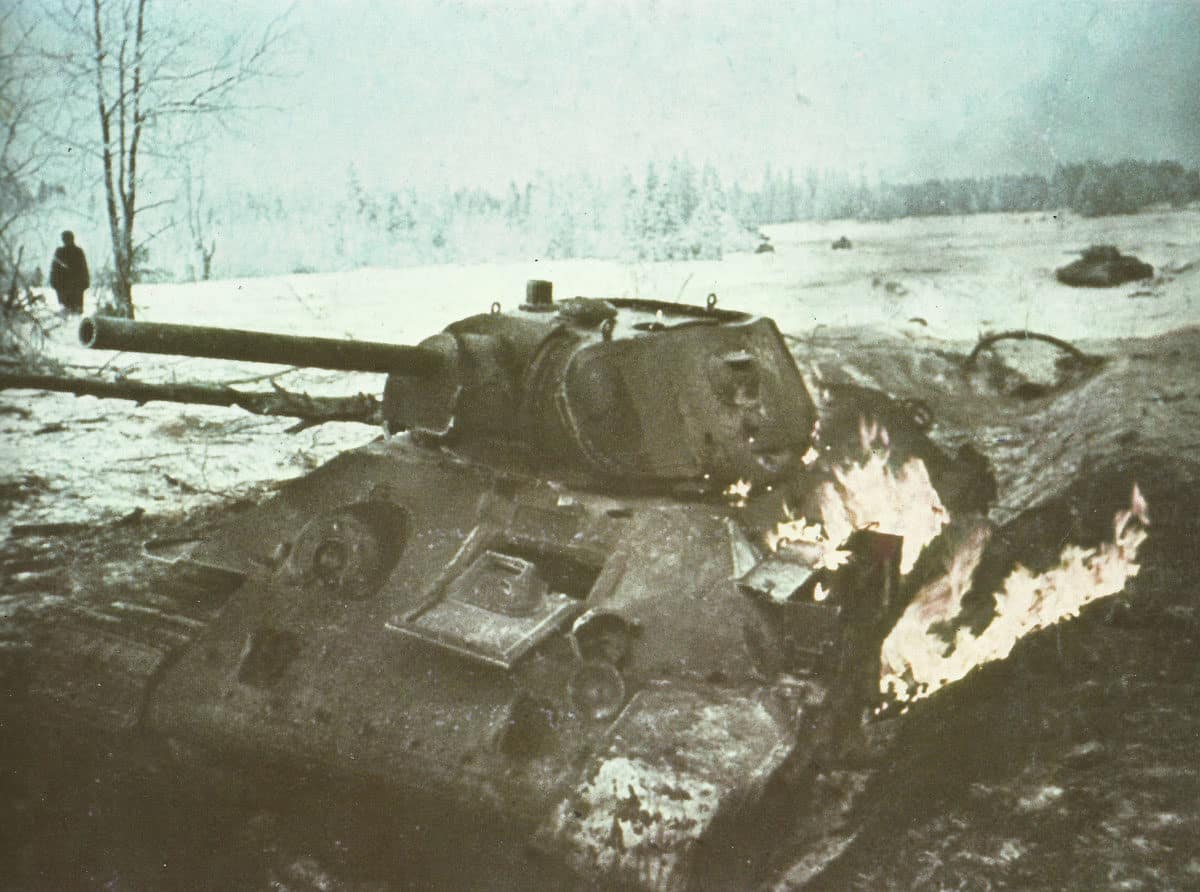 Knocked-out Russian T-34