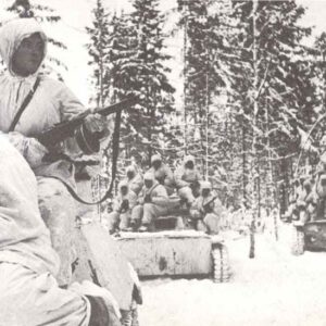 Russian infantry on light T-60 tanks