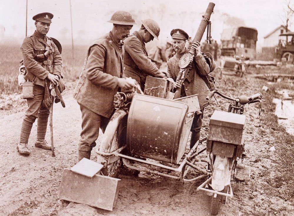 Lewis gun on motor cycle combination