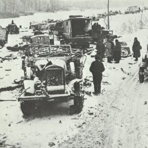 Russians search the remains of a German column
