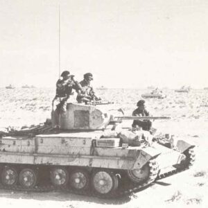 Valentine tanks dispersed over the desert