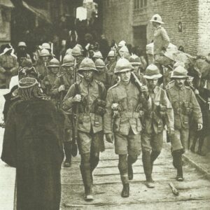 British troops march through the streets of Kut