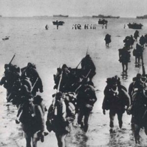 Japanese troops go ashore.