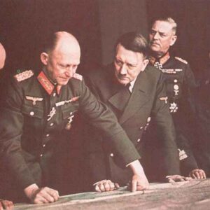 Hitler confers with his leading generals and Mussolini