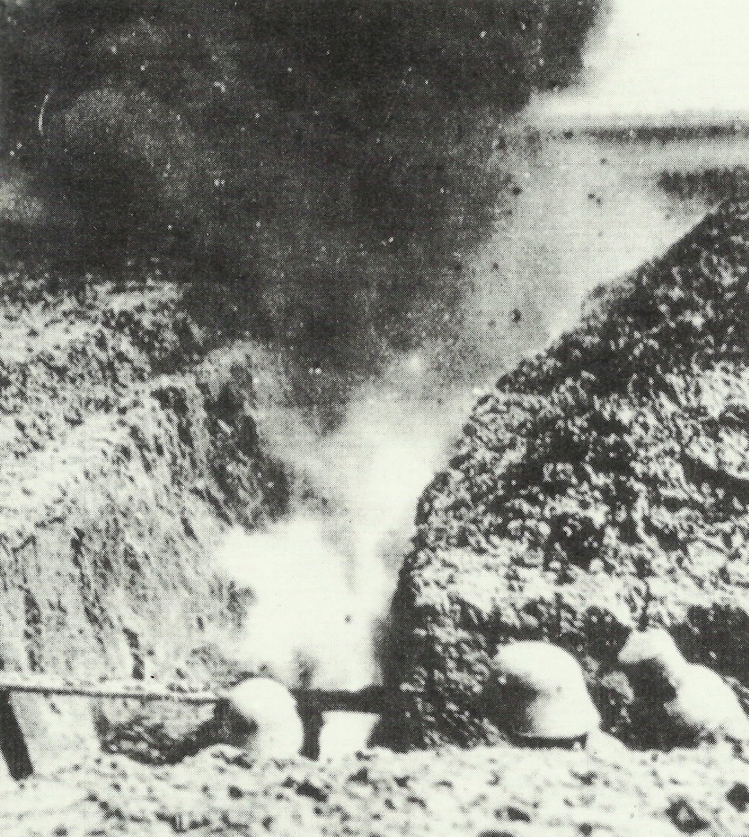 German soldiers take cover inside the trench