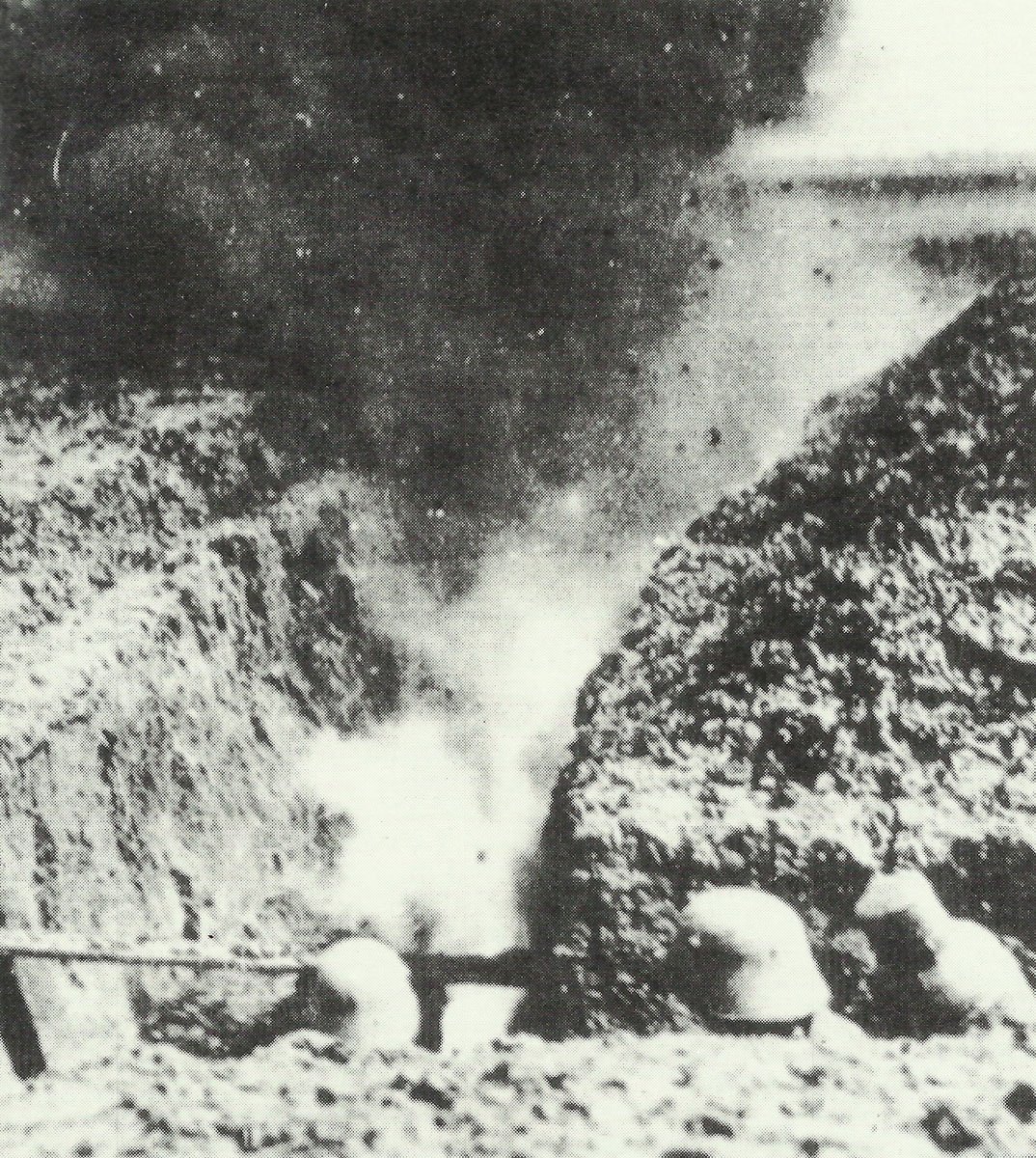 German soldiers take cover inside the trench