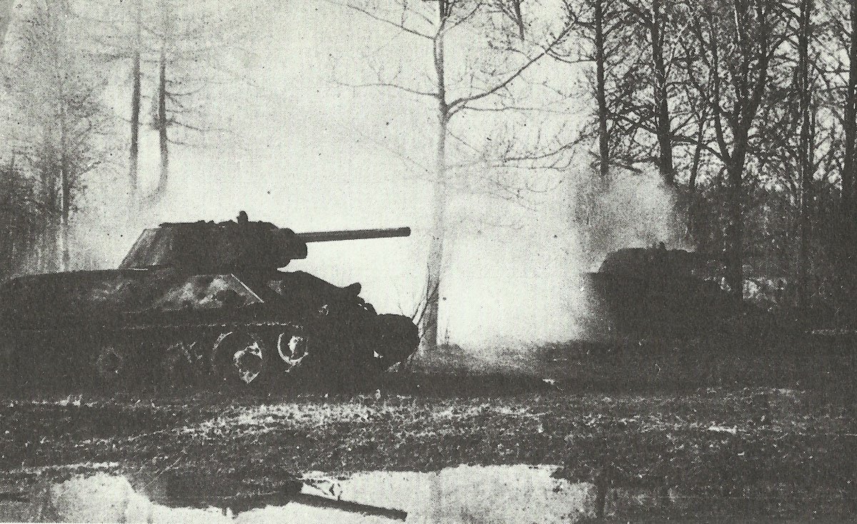 Attack of Russian T-34 tanks