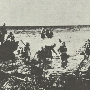 Japanese troops land on Corregidor.