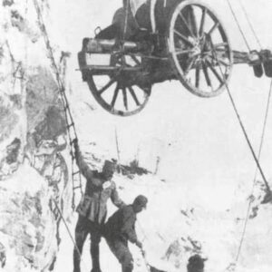 raising gun in the Alps