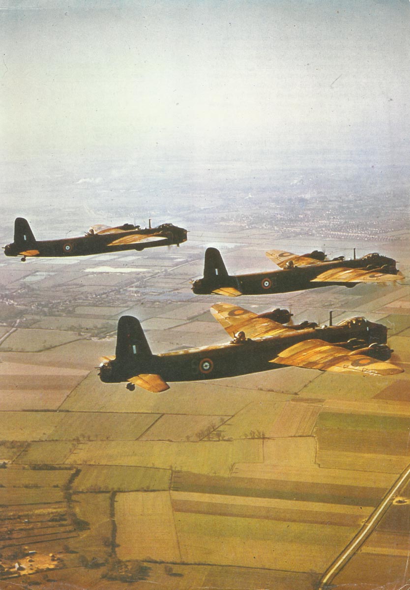 Stirling bombers in flight