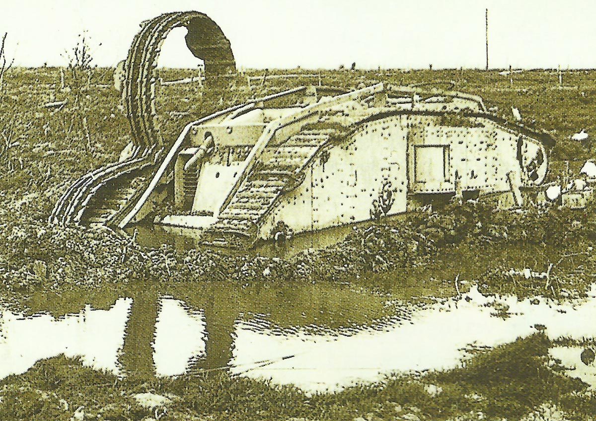 Diary August 19, 1917 32 British tank was stuck in the mud