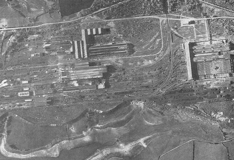 Air reconaissance photograph Schneider steelworks at Le Creusot