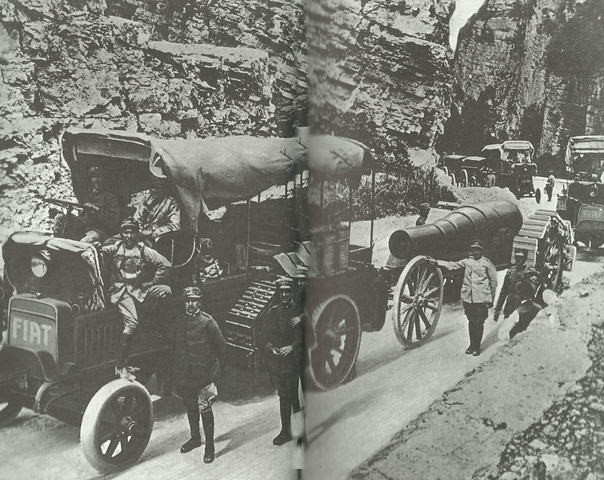Diary October 27, 1917 14 Italian mechanized transport coloumn retreats