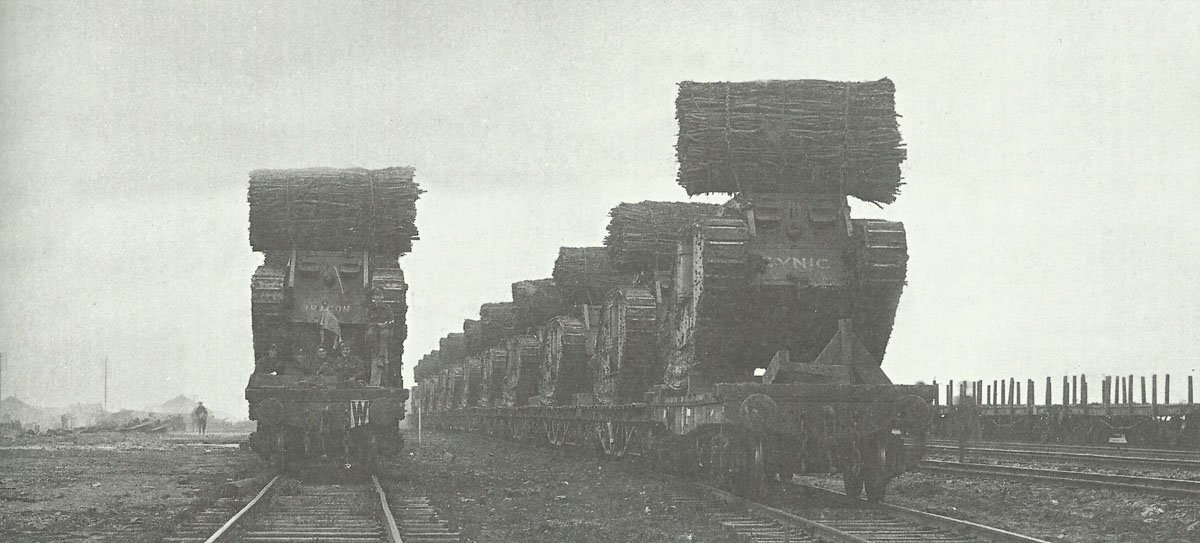British tanks loaded on trains