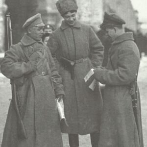 Russian soldiers reading propganda leaflets