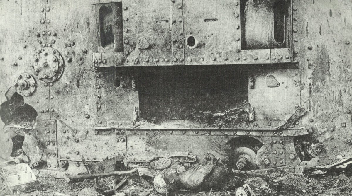 by artillery destroyed tank