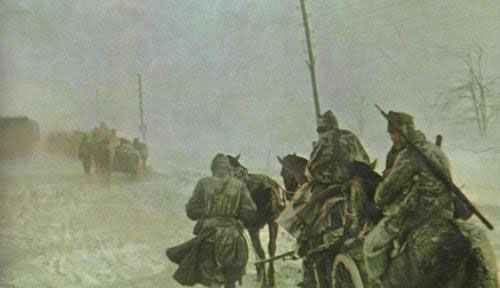 Retreating Italians in snow storm