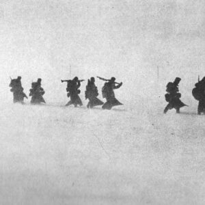 infantry marching in a snow storm
