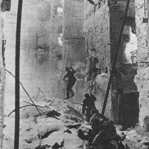 Russian troops in the ruins of Stalingrad.