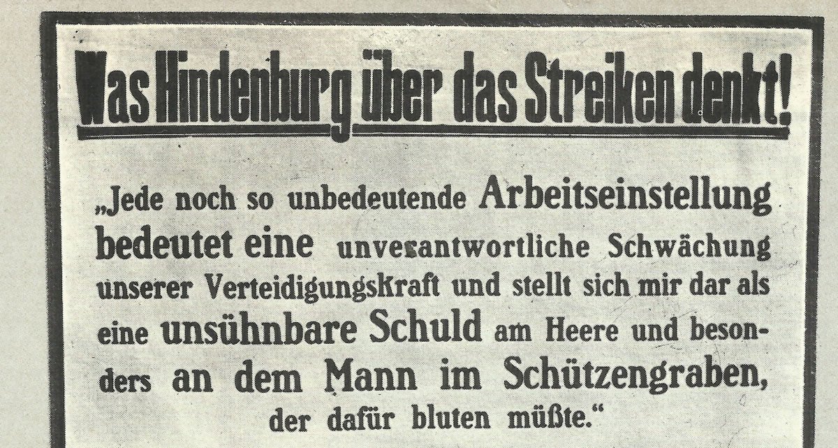 Diary January 30, 1918 18 What Hindsenburg thinks about strikes
