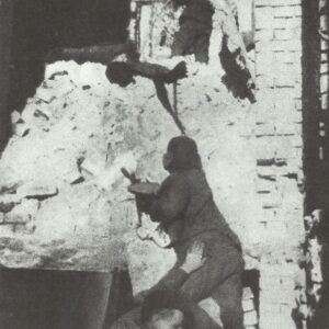 Red Army soldiers in the ruins of Stalingrad.