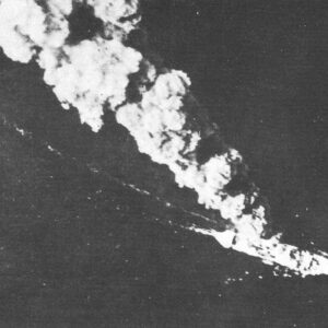 Japanese merchantmen burns in the Bismarck sea