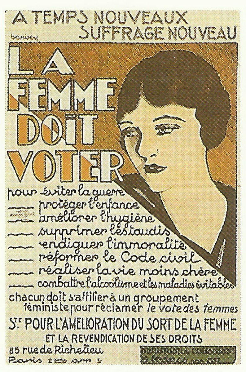 Diary February 6, 1918 16 French poster calls for women's suffrage