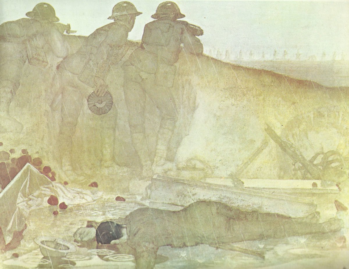 British defenders watch the advancing Germans