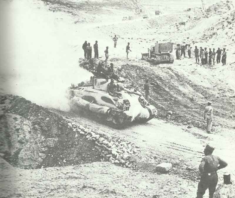 Sherman tank passes through the Gabes Gap