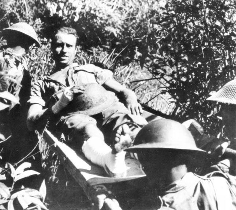 wounded British soldier on the Arakan Front