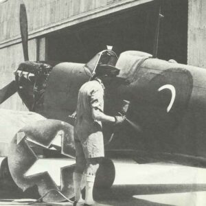 Painting the Red Star on a RAF Supermarine Spitfire at Abadan, Iran