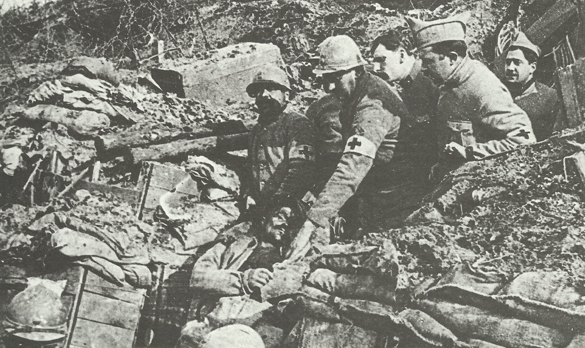 badly-wounded Frrench casualty is evacuated