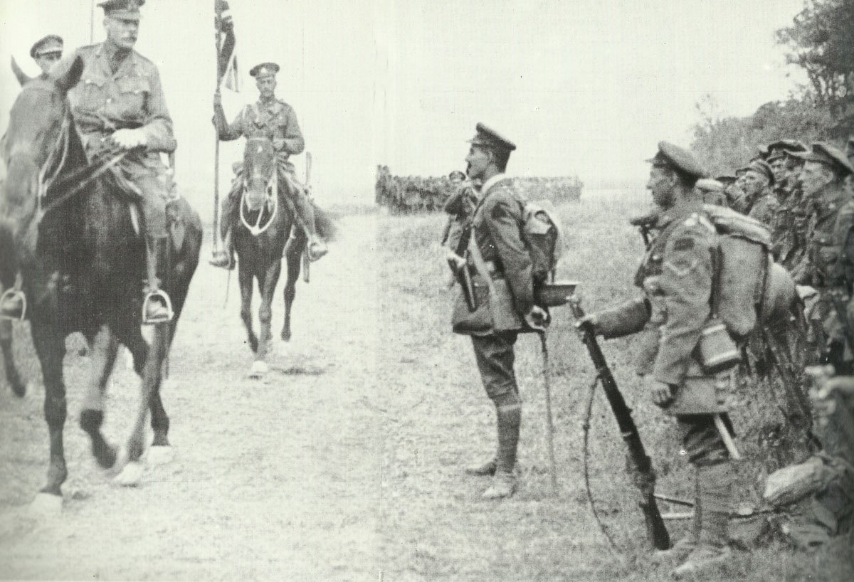 Haig, is inspecting Canadian troops
