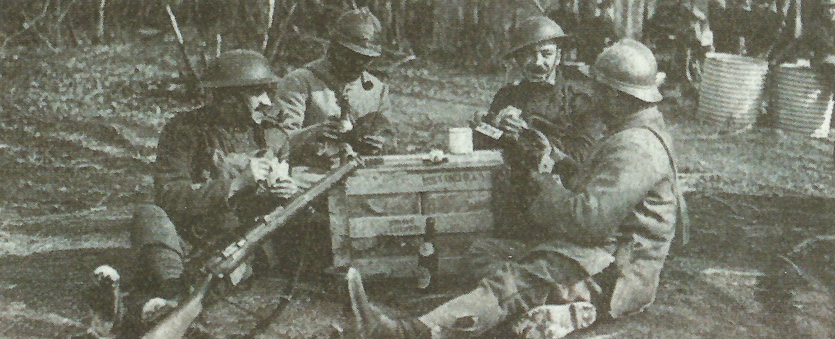 Diary July 13, 1918 38 British and French soldiers playing cards
