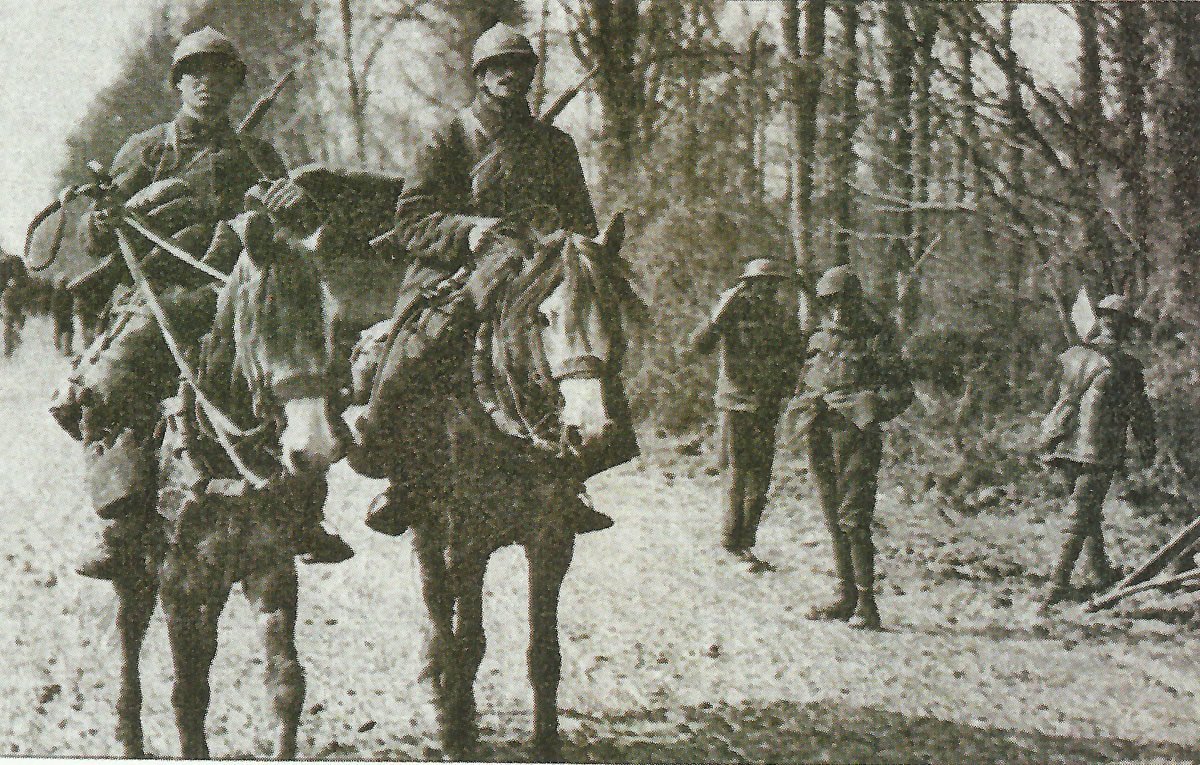 Diary July 23, 1918 14 French cavalrymen pass British soldiers