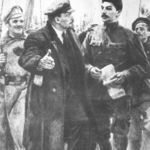 Lenin and Stalin at the station