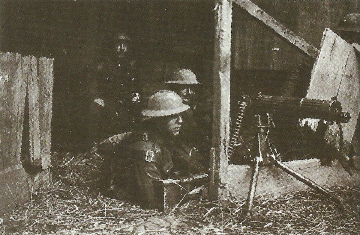 Vickers machine-gun is hidden in farm building