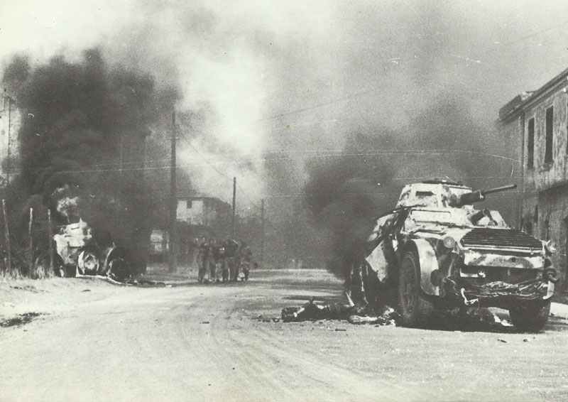two by German anti-tank gun destroyed Italian Autobilnda AB 41 armoured cars