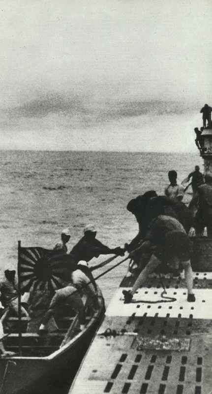 Japanese guids boarding a German U-boat