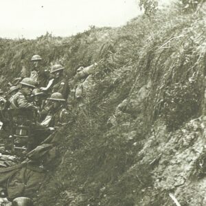 Australian soldiers occupy a captured German position