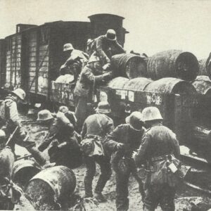 German soldiers plunder supply trains