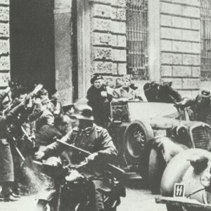 Mussolini with SS guards