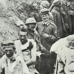 British soldiers bring in German PoWs