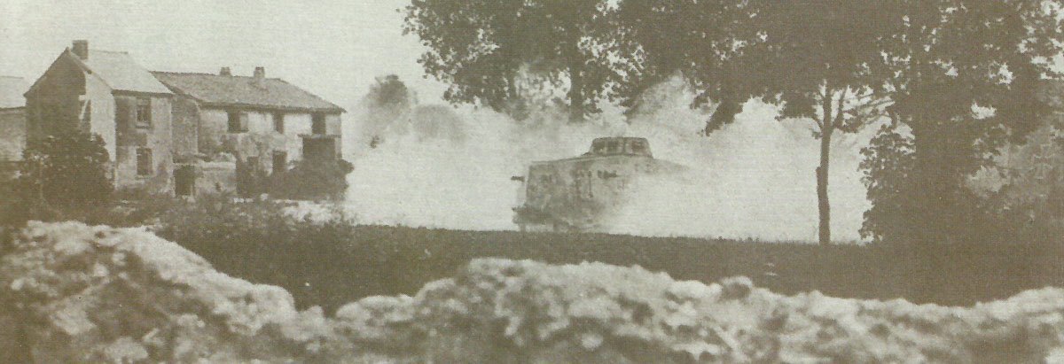 Two A7V assault tank attacking allied troops