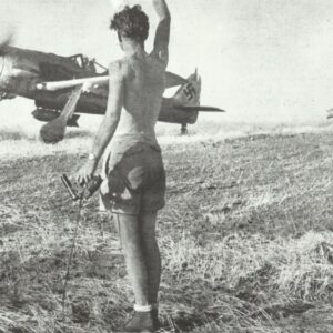 Fw 190 fighter-bomber rolls on a runway in southern Italy