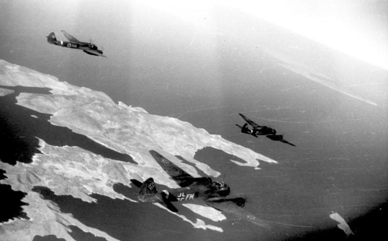 Ju 88 approaching the island of Kos