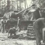 Workshop of a German Panzer division with new Panther tanks